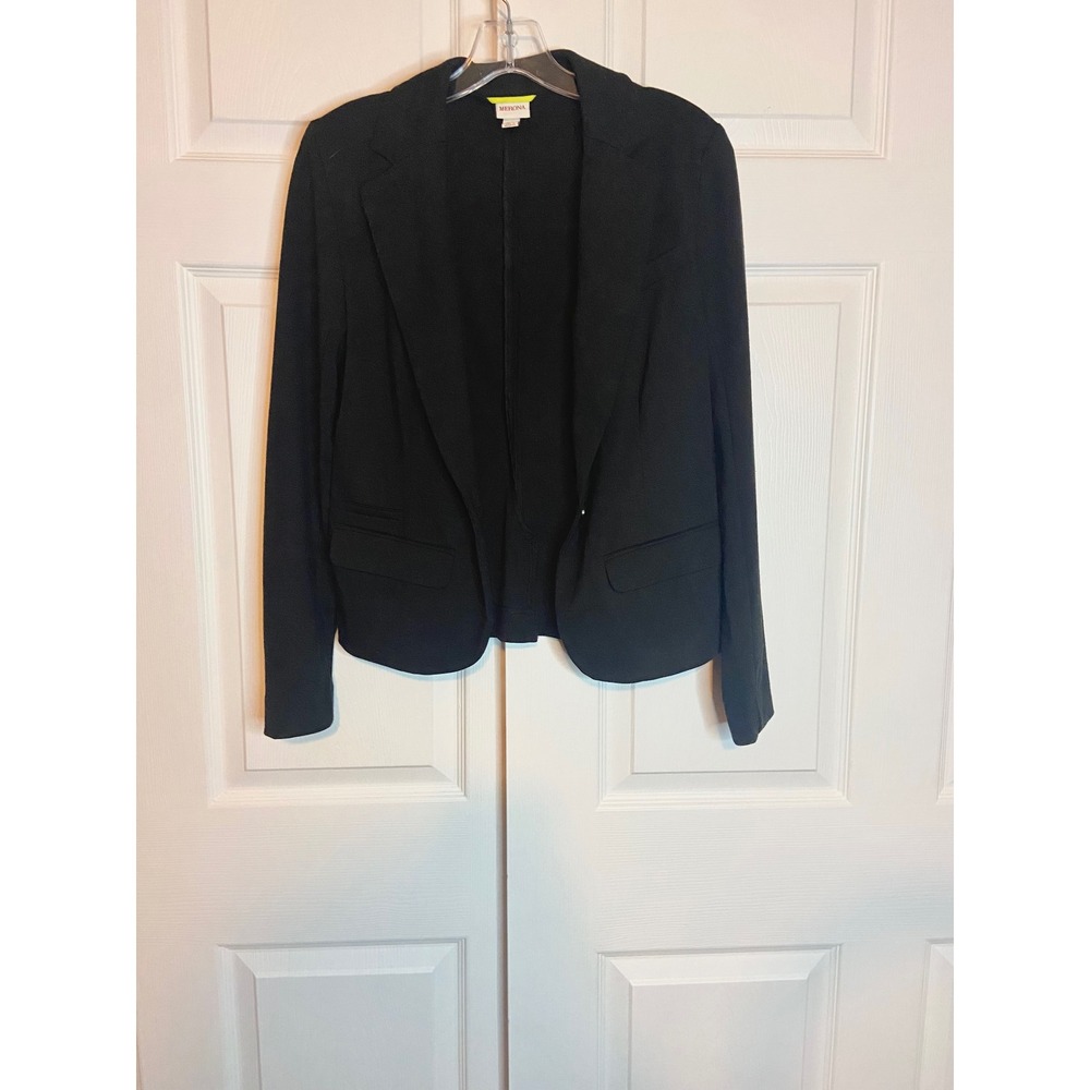 Merona Black Knit Blazer Single Button Stretch Jacket Minimalist Basic Small